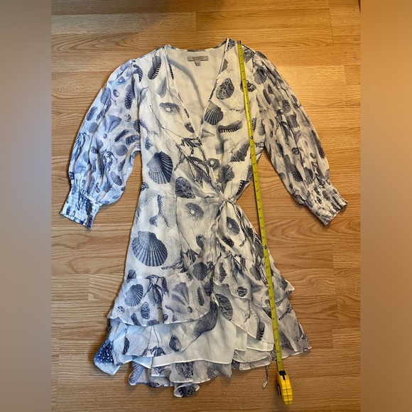 All Saints Ari Oceano Coastal Mini Beach Wrap Ruffle Dress Size 8 - Picture 6 of 6